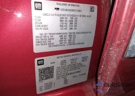2024 Chevrolet Silverado 1500 4Wd Short Bed High Country from USA, damaged, VIN 1GCUDJE83RZ272867
